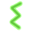 The Elder Furthark rune ᛊ or sowilo, in green with a lime green outline